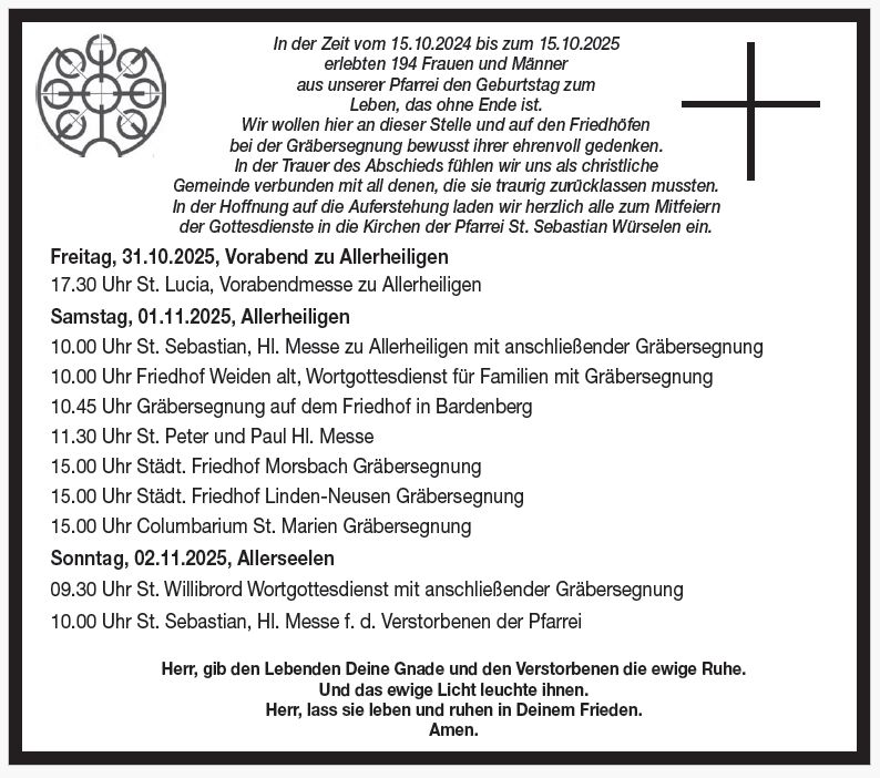 Allerheiligen 2025 (c) Pfarrei St. Sebastian