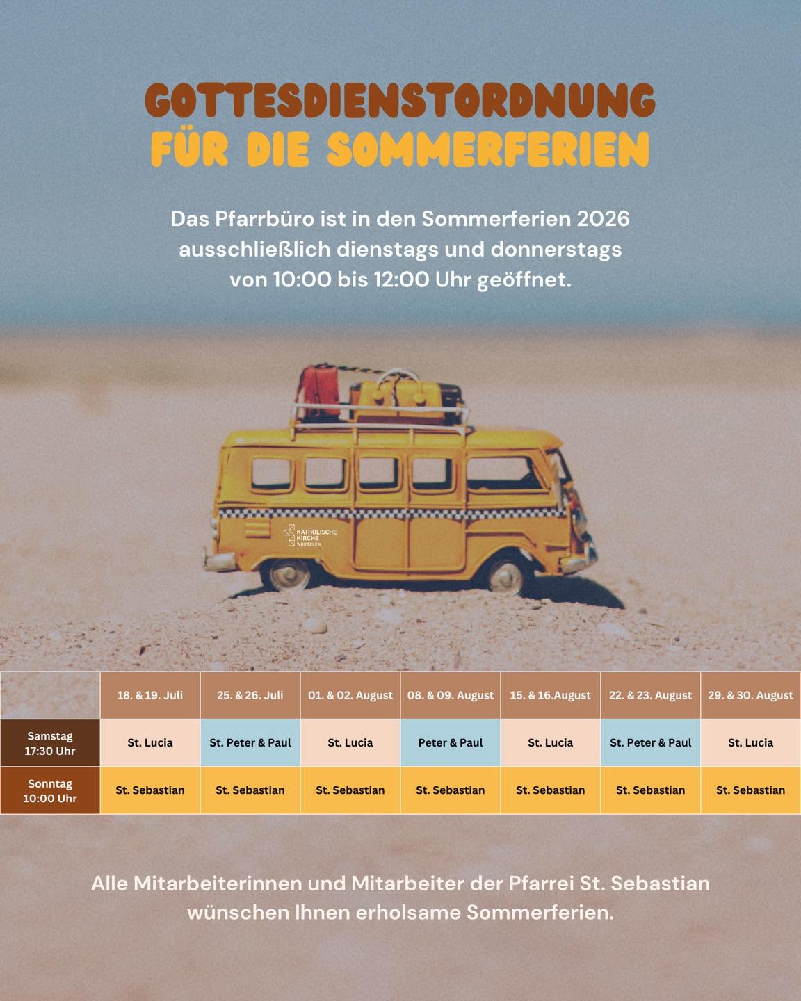 Sommerferienordnung 2026 (c) Pfarrei St. Sebastian