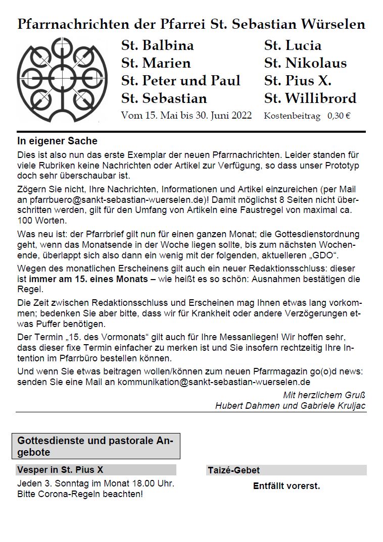 220515-Pfarrnachrichten (c) Pfarrei St. Sebastian