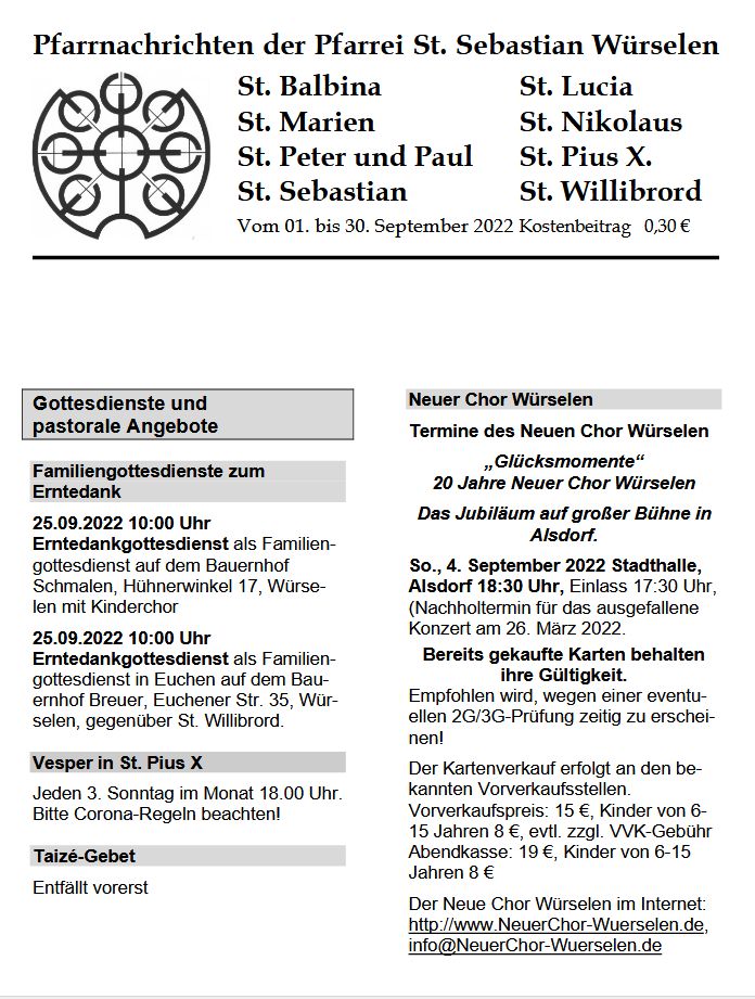 220901-Pfarrnachrichten (c) Pfarrei St. Sebastian