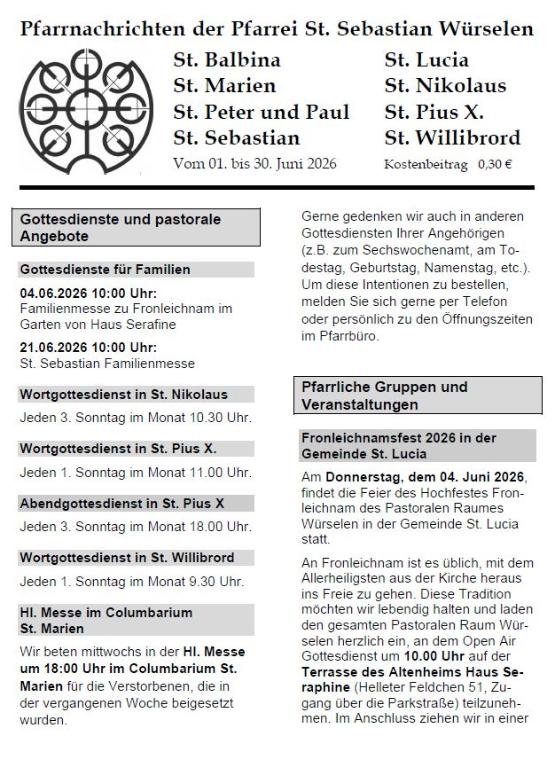 Pfarrmagazin 26-06 Titelseite (c) Pfarrei St. Sebastian