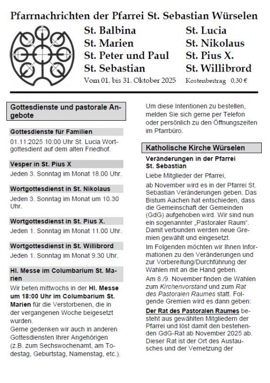 Pfarrnachrichten 10-2025 (c) Pfarrei St. Sebastian