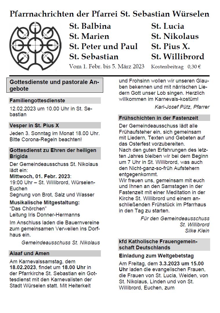 Pfarrnachrichten 2023-02 (c) Pfarrei St. Sebastian