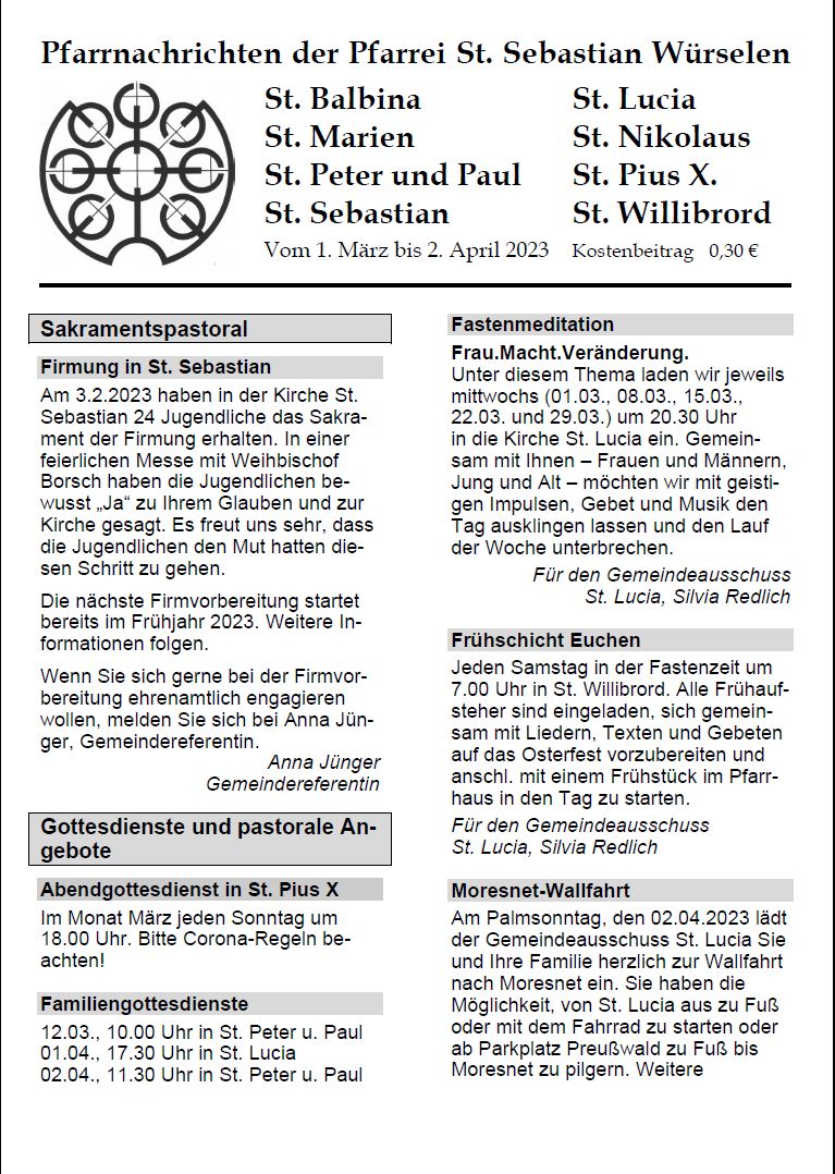 Pfarrnachrichten 2023-03 (c) Pfarrei St. Sebastian