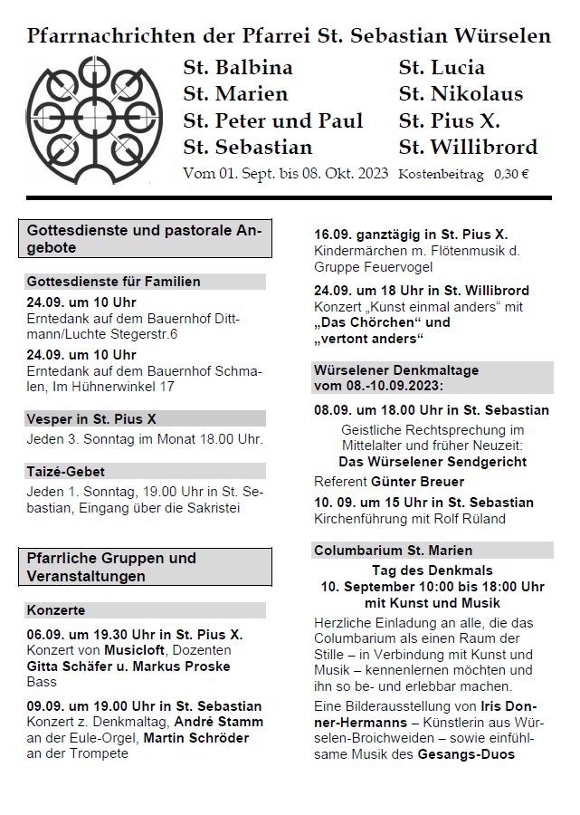 Pfarrnachrichten 2023-09 (c) Pfarrei St. Sebastian