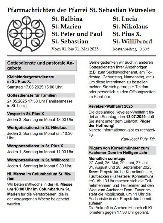 Pfarrnachrichten 25-05 (c) Pfarrei St. Sebastian
