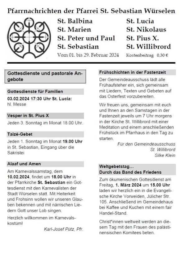 Pfarrnachrichten 24-02 (c) Pfarrei St. Sebastian