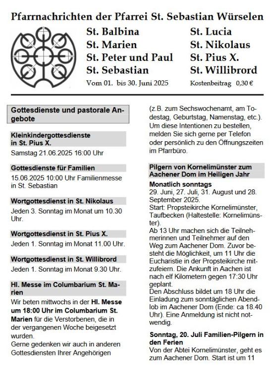 Pfarrnachrichten 25-06 (c) Pfarrei St. Sebastian
